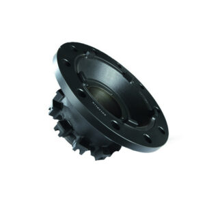 Hub with bearings front rear and lift axle