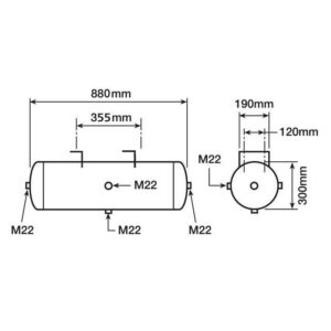 Air Tank 60 Litre 300mm Diameter 5 Port GIGANT