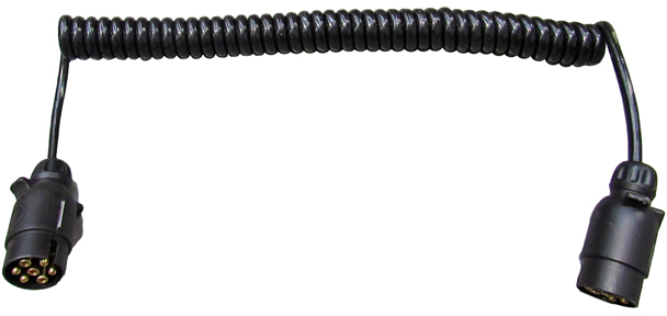 7 Core PU Black CV Coil 3M Ext - 2x12N Plugs Ecoflex Moulded Plugs