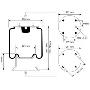 AIRSPRING ASSY (ASK002) STEEL PISTON MERITOR