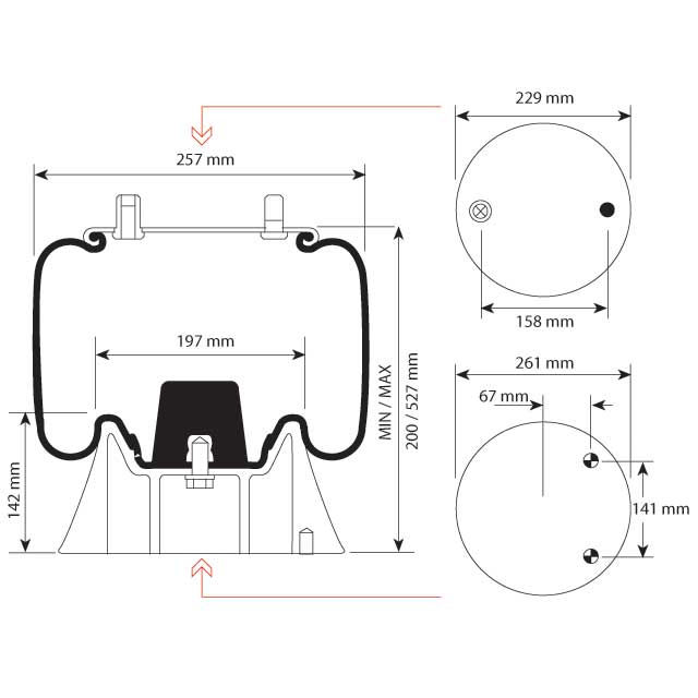 AIRSPRING ASSY (ASK003) STEEL PISTON FRUEHAUF TA LOW RIDE