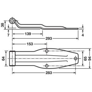 HINGE BLADE 64MM ZINC PLATED