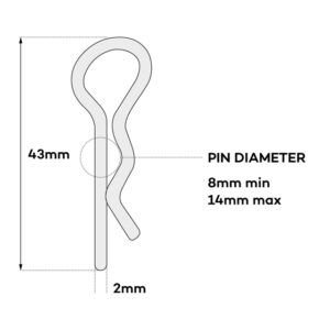 SPRING COTTER R CLIP FOR 8 - 14MM PIN