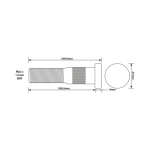 WHEEL BOLT M22 X 1.5 100MM UH ALUM TWIN WHEELS