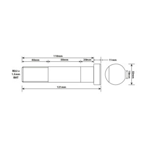 WHEEL STUD M22X1.5 RHT 110MM UH