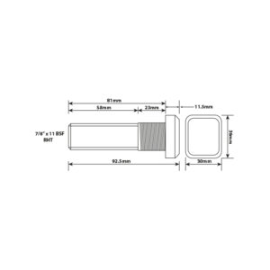 WHEEL STUD 7/8"X11BSF RHT 81MM UH