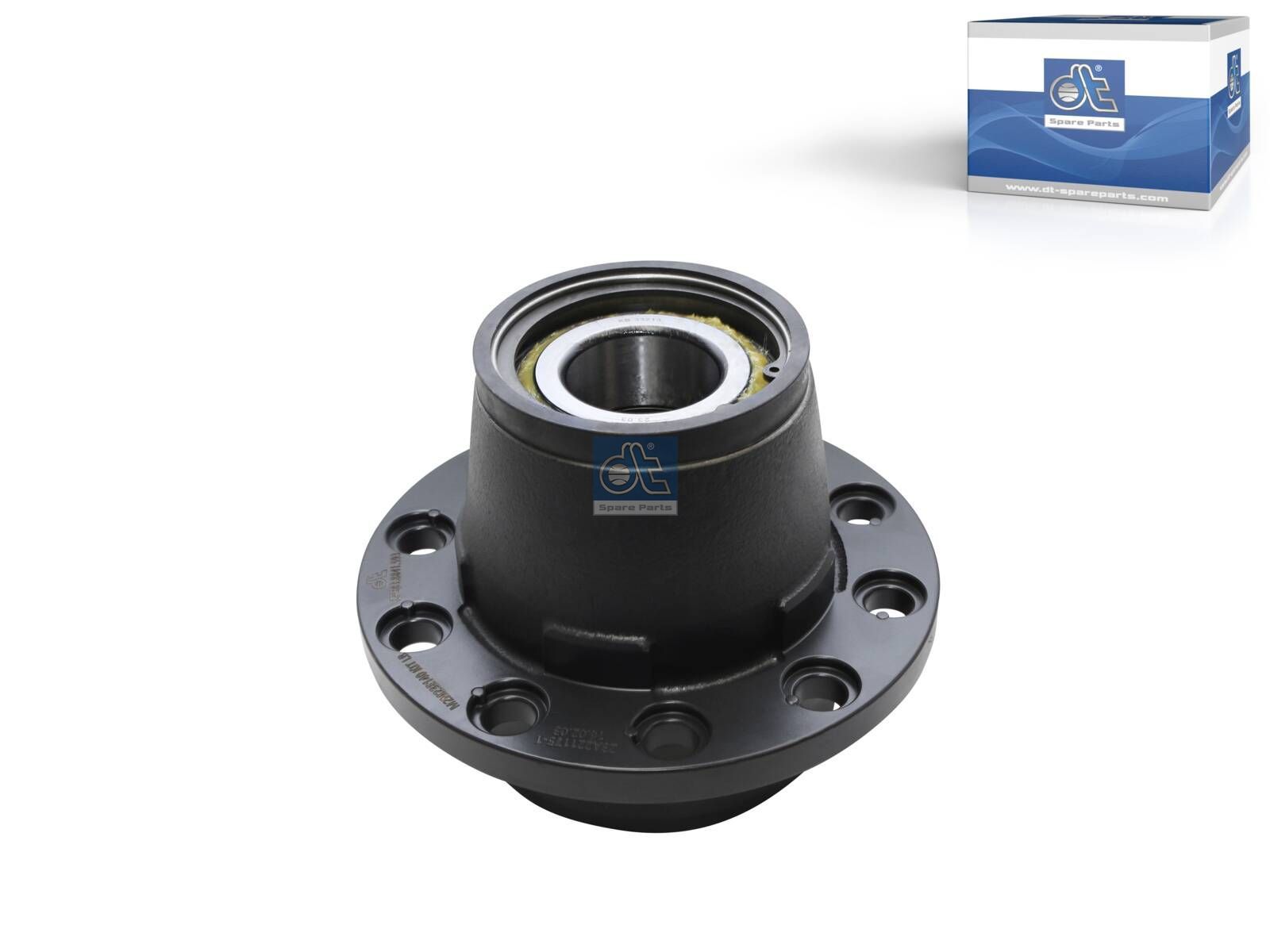 DT Spare Parts 10.10593 Wheel hub, with bearing, d1: 120 mm, d2: 150 mm, D: 270 mm, 10 bores, b: 22 mm, P: 225 mm, M135 x 2, H: 206 mm