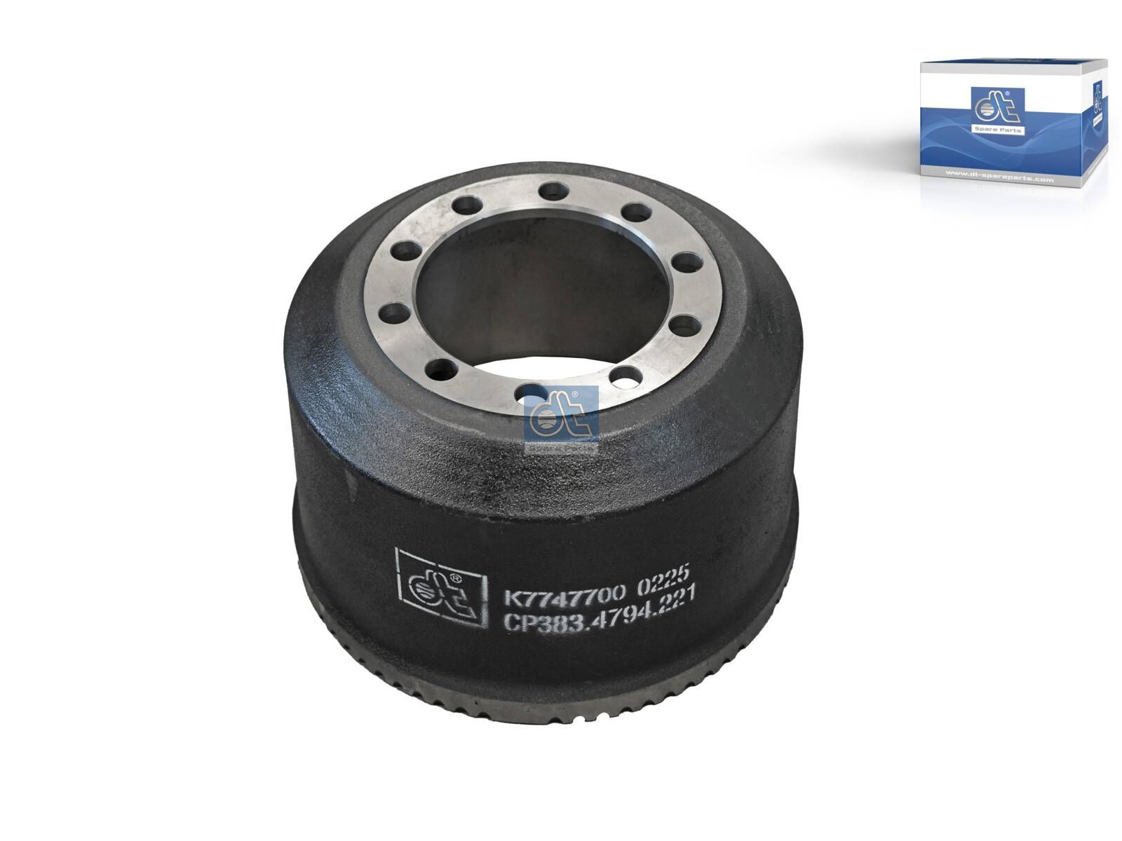 DT Spare Parts 10.13221 Brake drum, D: 360 mm, 10 bores, b: 23 mm, P: 225 mm, d: 190 mm, H: 260 mm, B: 200 mm