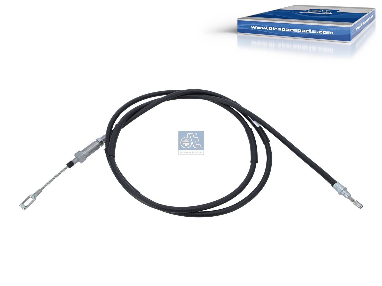 DT Spare Parts 12.47021 Control wire, parking brake, left, L1: 2452 mm, L2: 2677 mm
