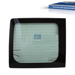 DT Spare Parts 13.84050SP Rear window, left, tinted green, wooden box