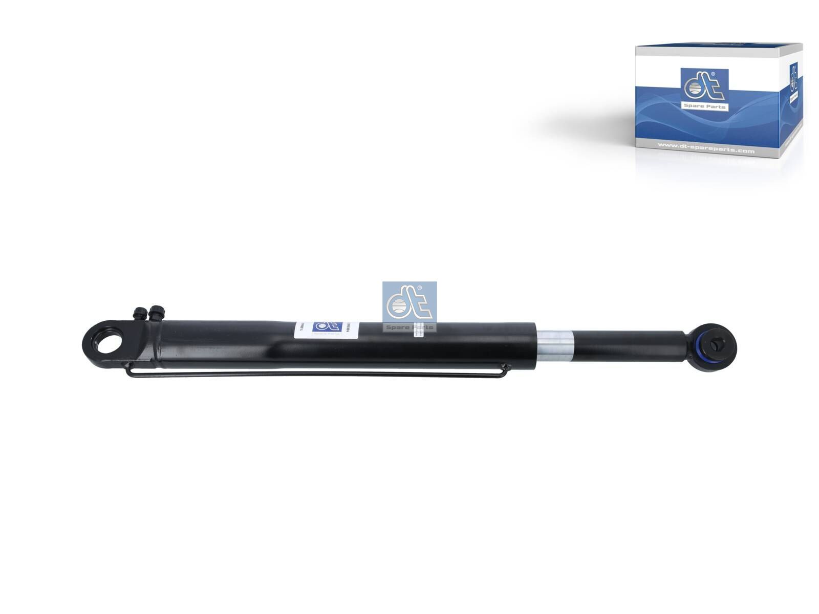 DT Spare Parts 1.00040 Cabin tilt cylinder, d1: 16.2 mm, d2: 33 mm, D: 60 mm, Lmin: 740 mm, Lmax: 1140 mm, 250 bar, Ls: 400 mm