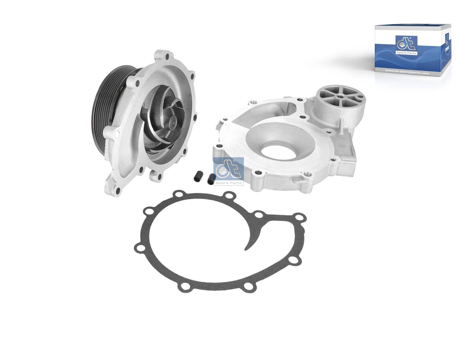 DT Spare Parts 1.11164 Water pump, complete with housing and gasket, DI: 105 mm, DP: 155 mm, 8 grooves