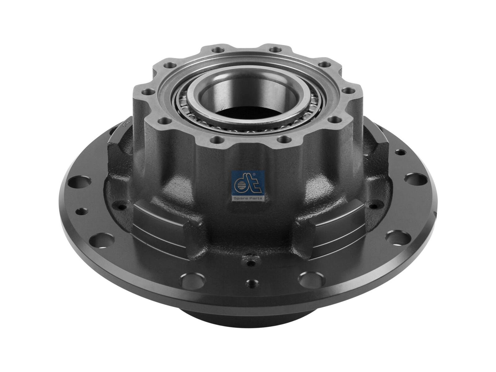 DT Spare Parts 1.17313 Wheel hub, with bearing, d1: 146.9 mm, d2: 146.9 mm, D: 375 mm, 10 bores, b: 22.3 mm, P: 335 mm, H: 210 mm
