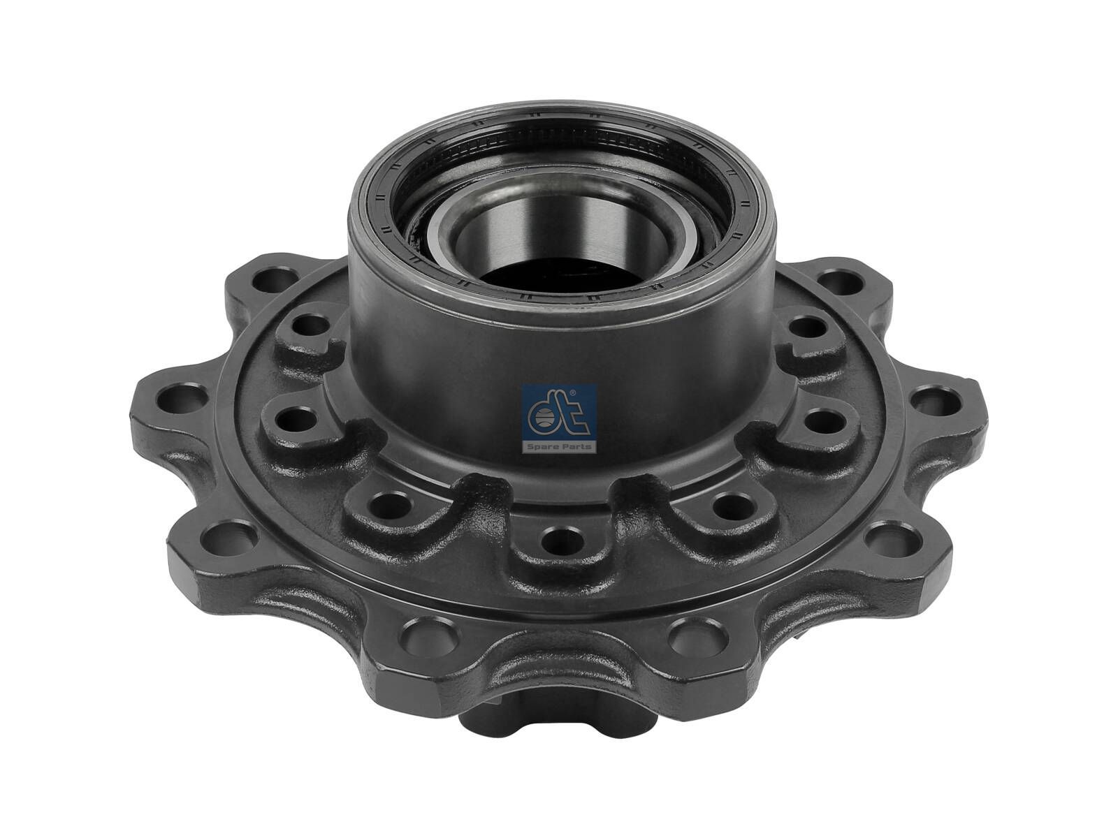 DT Spare Parts 1.17316 Wheel hub, with bearing, d1: 147 mm, d2: 147 mm, D: 380 mm, 10 bores, b: 22.3 mm, H: 214 mm
