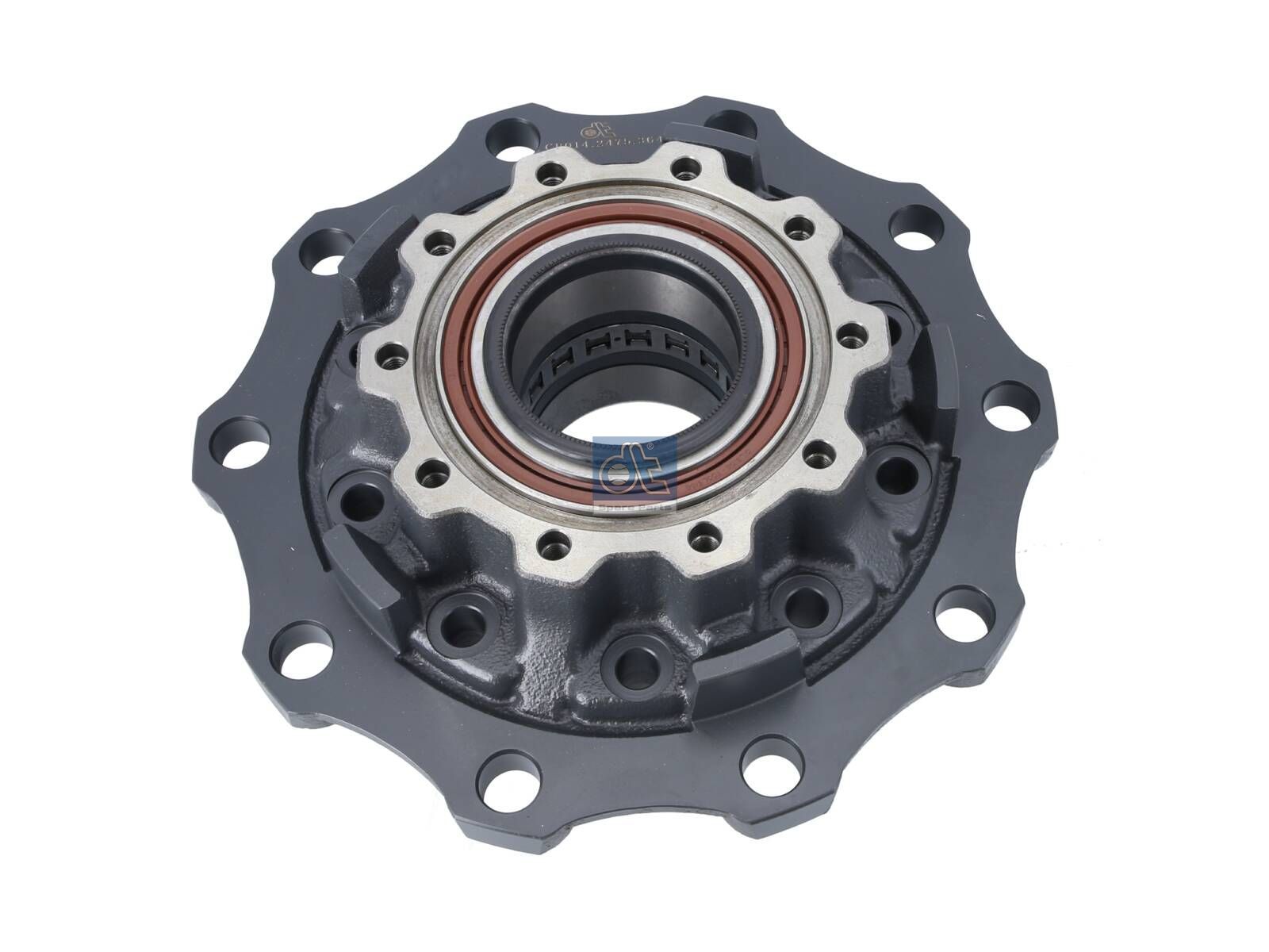DT Spare Parts 1.17364 Wheel hub, with bearing, d1: 148 mm, d2: 148 mm, D: 375 mm, 10 bores, b: 24 mm, H: 150 mm
