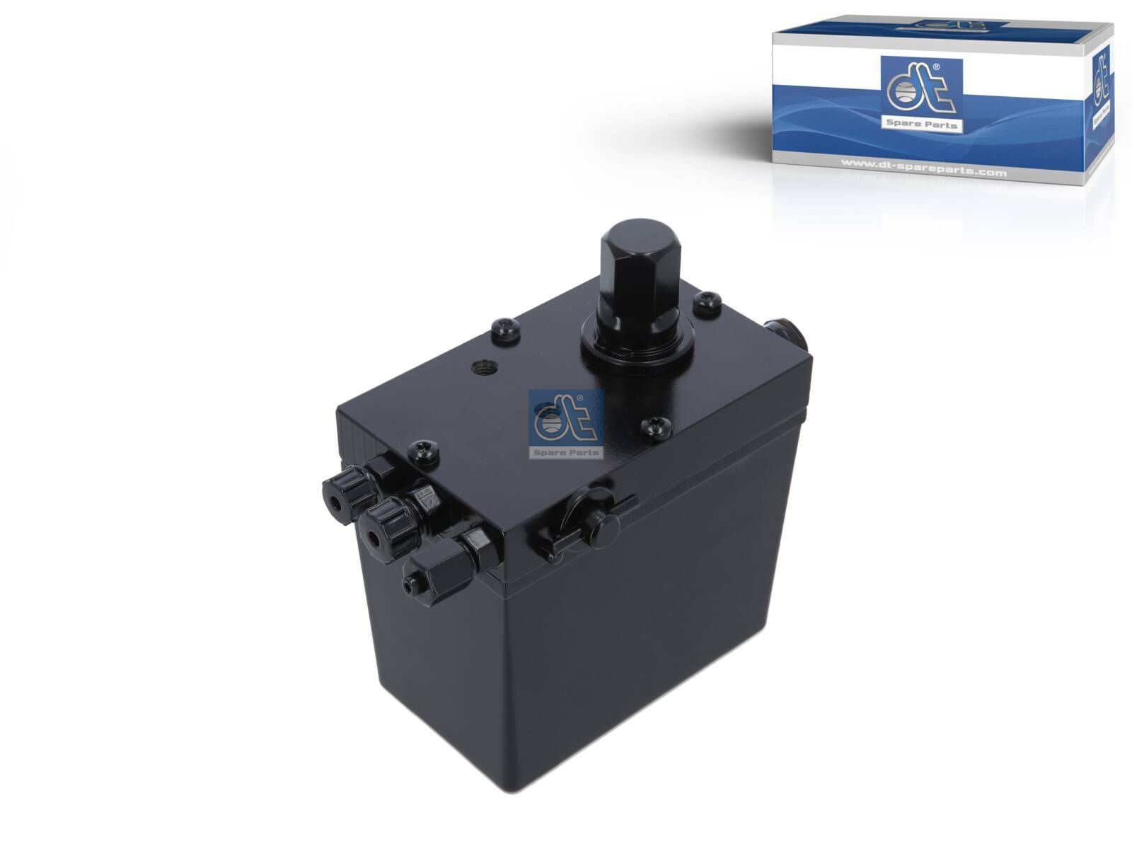 DT Spare Parts 1.23801 Cabin tilt pump, cabin, 420 ml, M14 x 1,5, M12 x 1,5, L: 130 mm, W: 80 mm, H: 122 mm, 280 bar