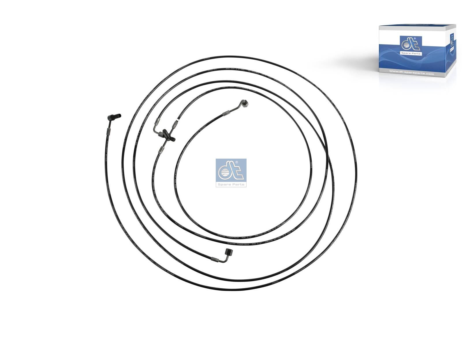 DT Spare Parts 1.28193 Hose line, cabin tilt, D: 8.5 mm, M14 x 1,5, M12 x 1,5, L1: 1970 mm, 420 bar