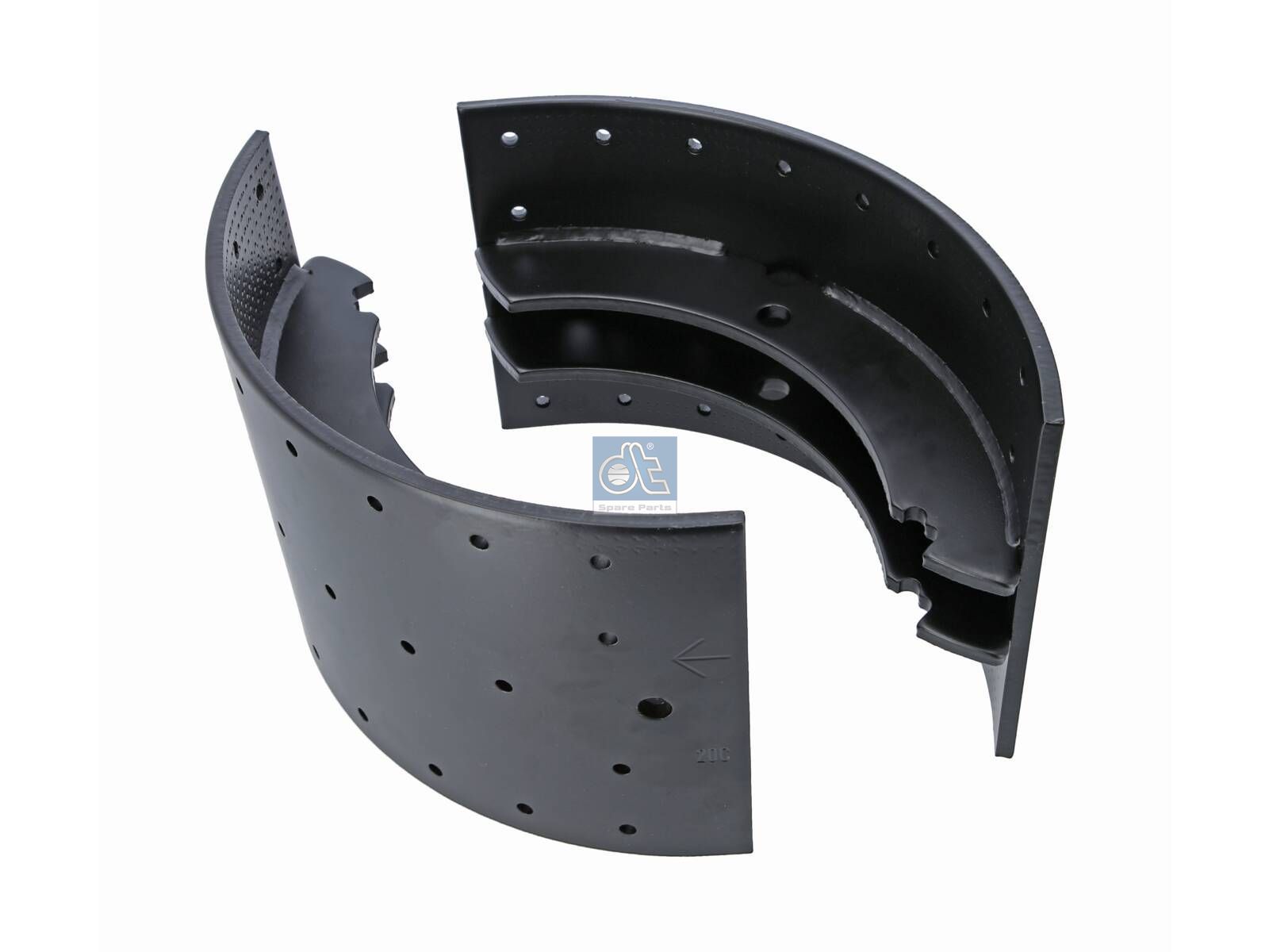 DT Spare Parts 2.40377 Brake shoe kit, reinforced version, D: 410 mm, b: 7 mm, W: 200 mm, S: 8 mm