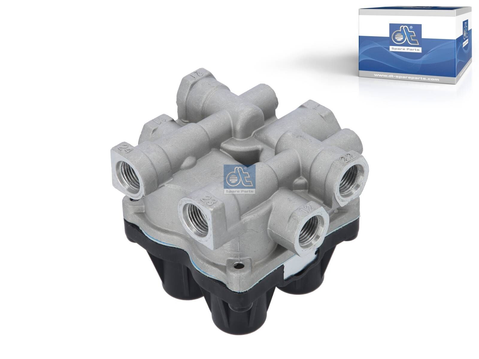 DT Spare Parts 2.44039 4-circuit-protection valve, M16 x 1,5, M22 x 1,5, max. 13 bar, Po21: 6.3 bar, Po22: 6.3 bar, Po23: 5.8 bar, Po24: 5.8 bar, Pc21: 4.8 bar, Pc22: 4.8 bar, Pc23: 3.8 bar, Pc24: 3.8 bar