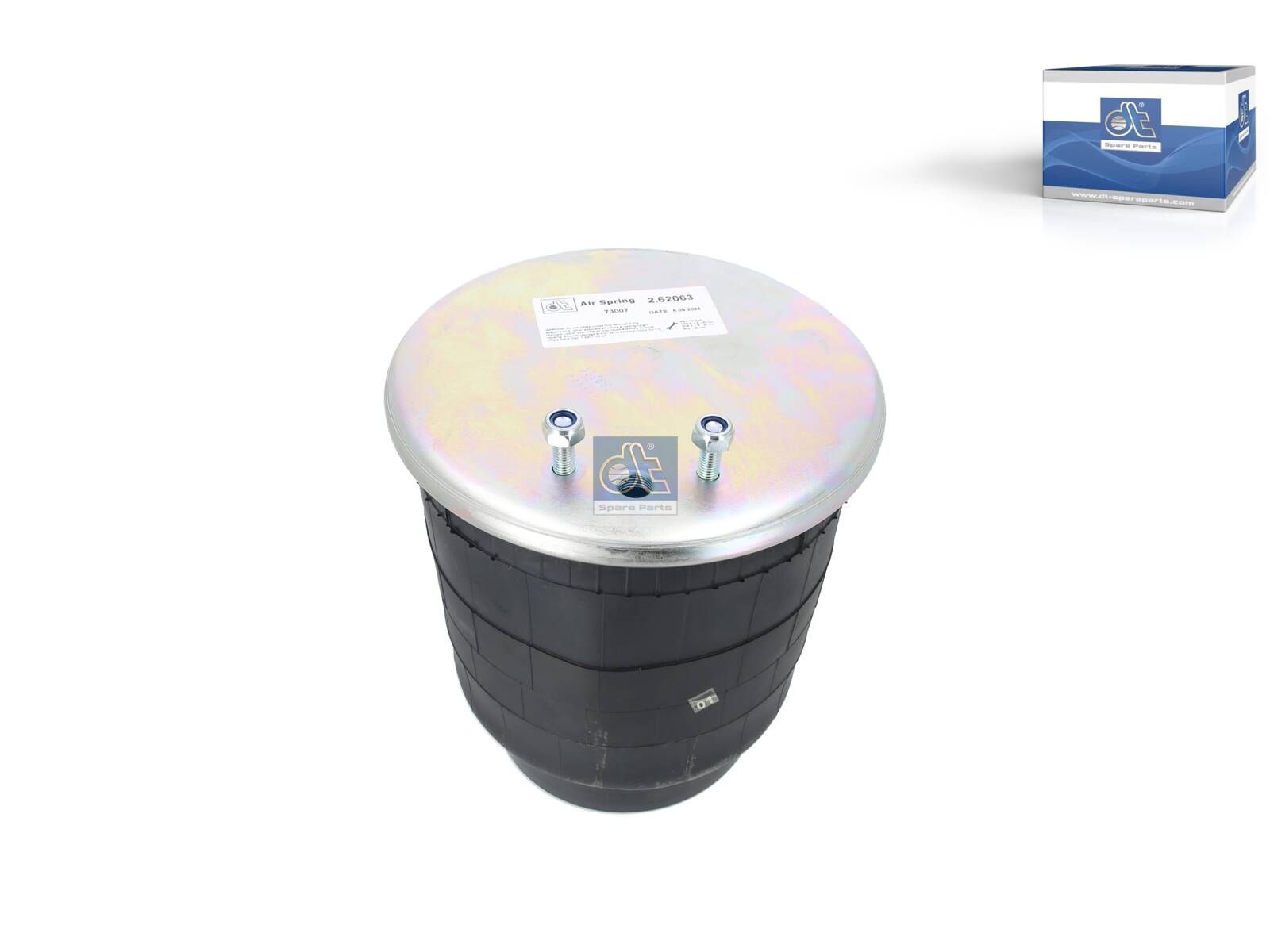 DT Spare Parts 2.62063 Air spring, with steel piston, D: 259 mm, M10 x 1,5, M16 x 1,5, L: 260 mm