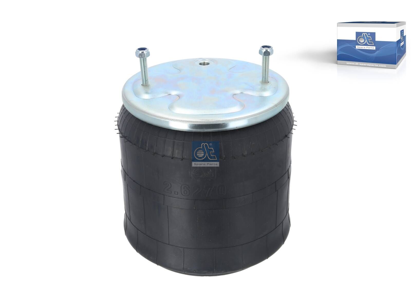 DT Spare Parts 2.62704 Air spring, with steel piston, d: 225 mm, D: 239.5 mm, Dmax: 305 mm, M16 x 1,5, M10, L: 274 mm