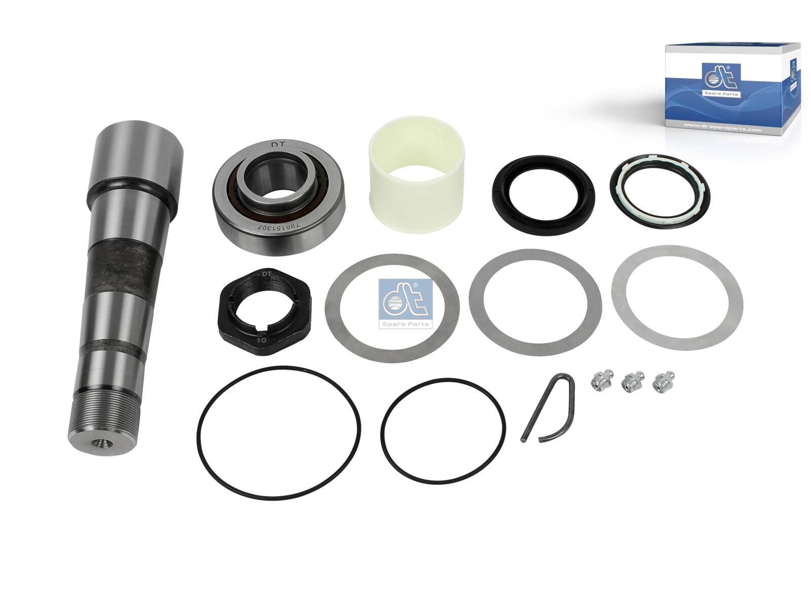DT Spare Parts 2.95018 King pin kit, with bearing, D1: 60 mm, D2: 40 mm, M40 x 1,5, L: 226.5 mm