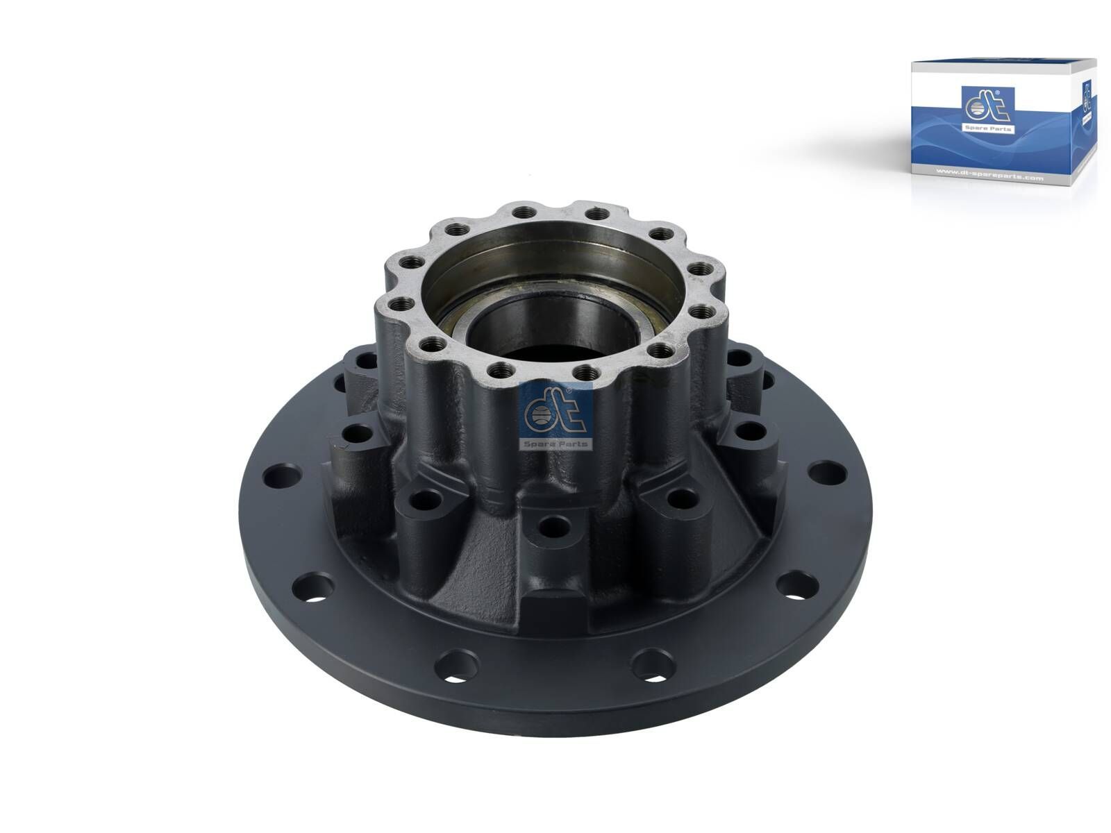 DT Spare Parts 3.67632 Wheel hub, with bearing, without ABS ring, d1: 145 mm, d2: 160 mm, D: 380 mm, 10 bores, b: 22 mm, H: 234 mm