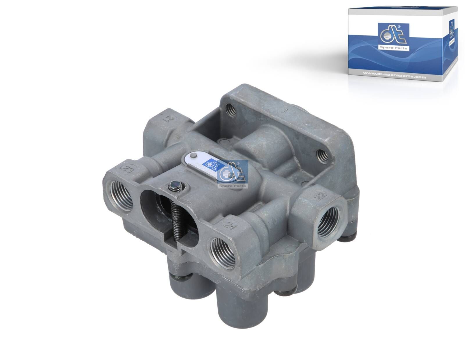DT Spare Parts 3.72082 4-circuit-protection valve, M16 x 1,5, M22 x 1,5, max. 13 bar, Po21: 6.9 bar, Po22: 6.9 bar, Po23: 7 bar, Po24: 6.9 bar, Pc21: 6.4 bar, Pc22: 6.4 bar, Pc23: 6.4 bar, Pc24: 6.4 bar