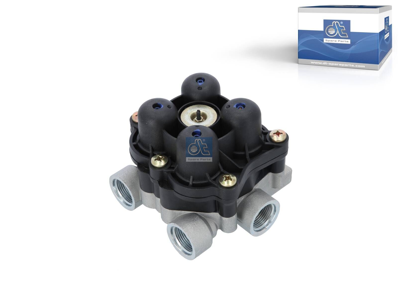 DT Spare Parts 3.72084 4-circuit-protection valve, M22 x 1,5, max. 13 bar, Po21: 6.9 bar, Po22: 6.9 bar, Po23: 7 bar, Po24: 6.9 bar, Pc21: 4.5 bar, Pc22: 4.5 bar, Pc23: 4.5 bar, Pc24: 4.5 bar