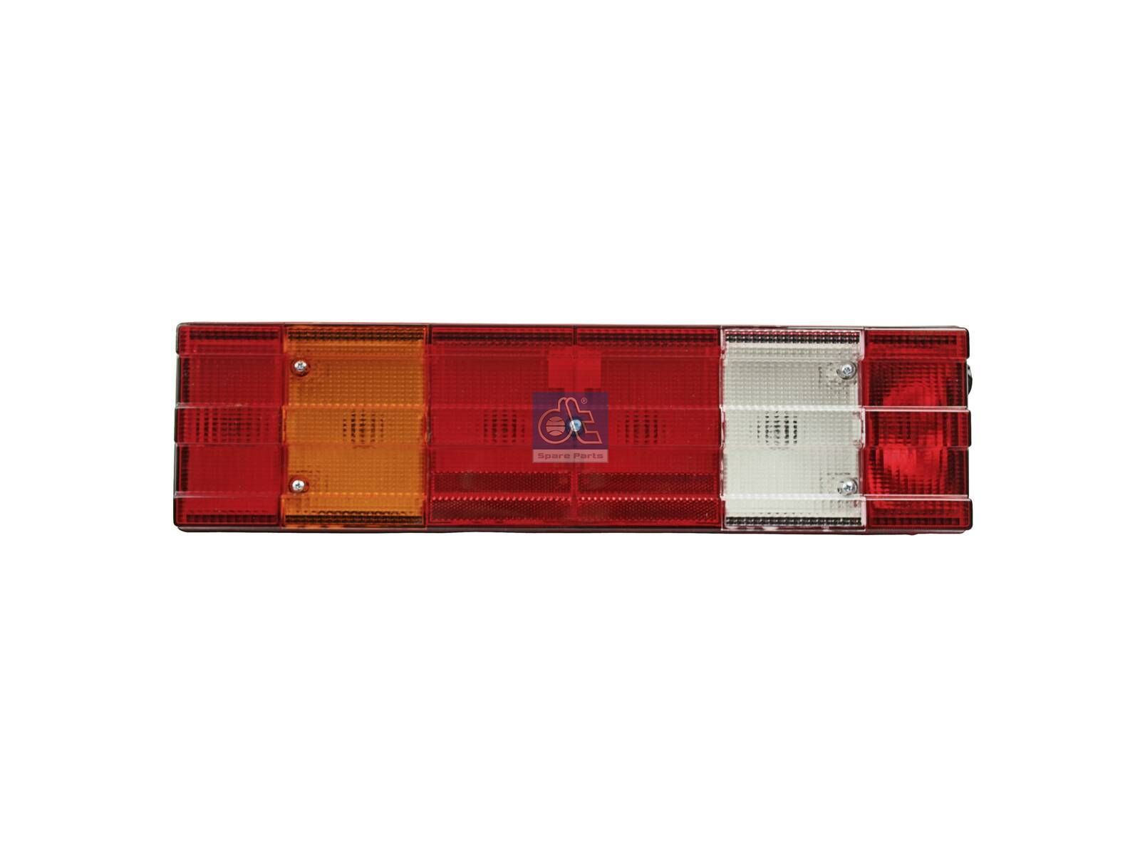 DT Spare Parts 4.62372 Tail lamp, left, with license plate lamp, 24 V, L: 525 mm, H: 139 mm, R10W