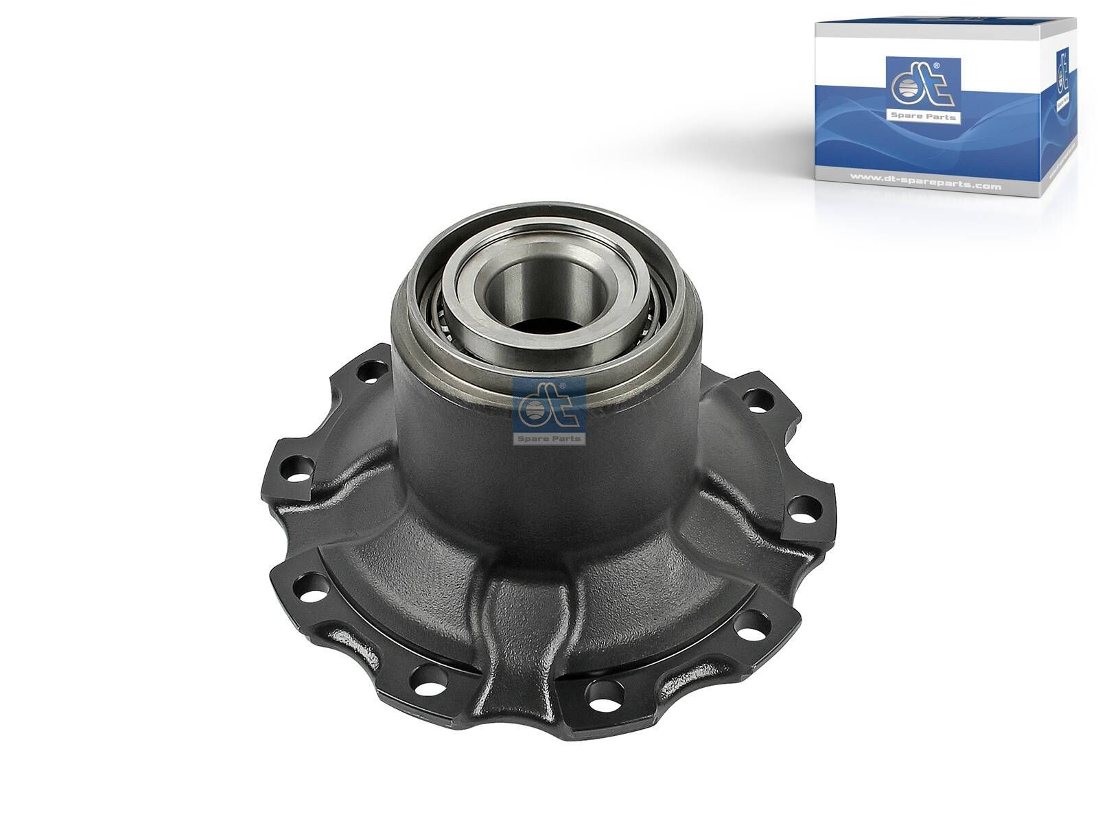 DT Spare Parts 4.67805 Wheel hub, with bearing, d1: 110 mm, d2: 150 mm, D: 378 mm, 10 bores, b: 22 mm, H: 176 mm