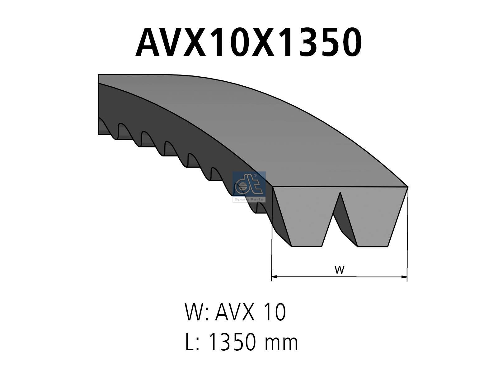 DT Spare Parts 3.34201 Banded v-belts, L: 1350 mm, W: 10 mm, AVX10X1350, 2 belts