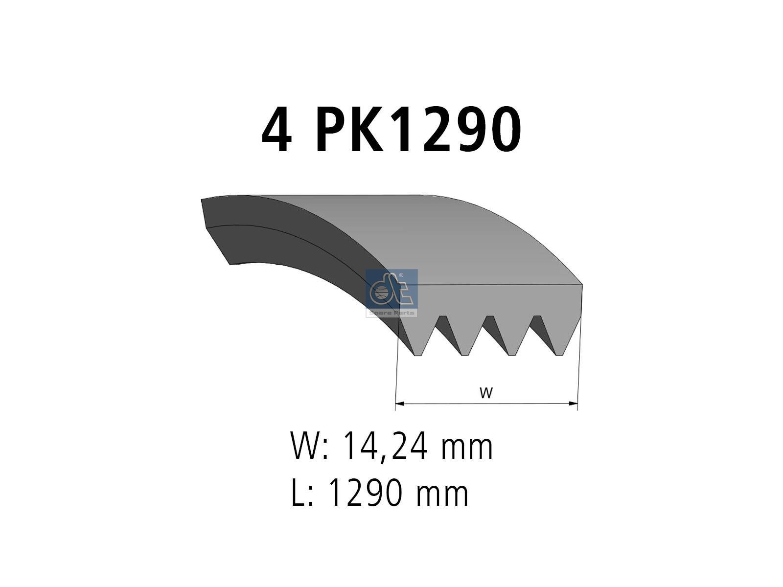 DT Spare Parts 3.34339 Multiribbed belt, 4 PK, L: 1290 mm, W: 14.2 mm, 4PK1290