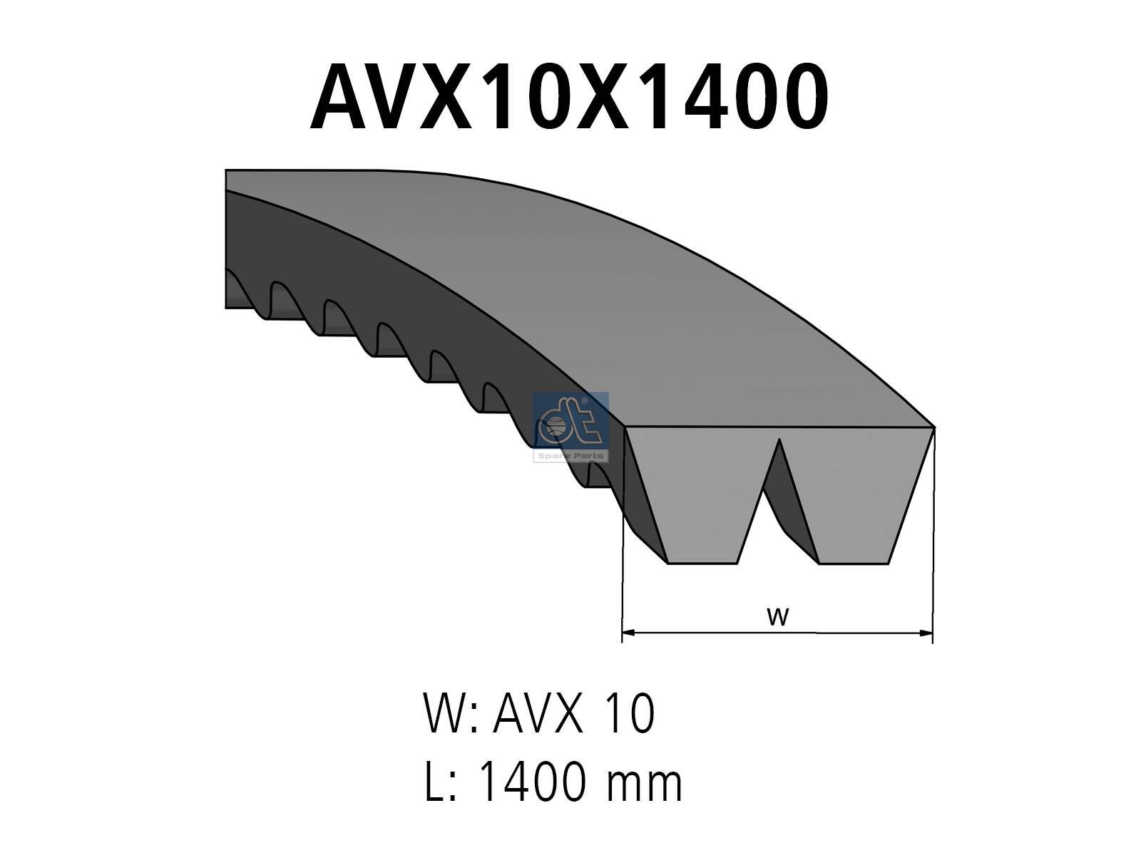DT Spare Parts 3.34409 Banded v-belts, L: 1400 mm, W: 10 mm, AVX10X1400, 2 belts