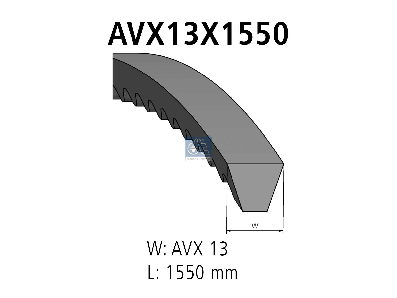 DT Spare Parts 4.80204 V-belt, L: 1550 mm, W: 13 mm, AVX13X1550