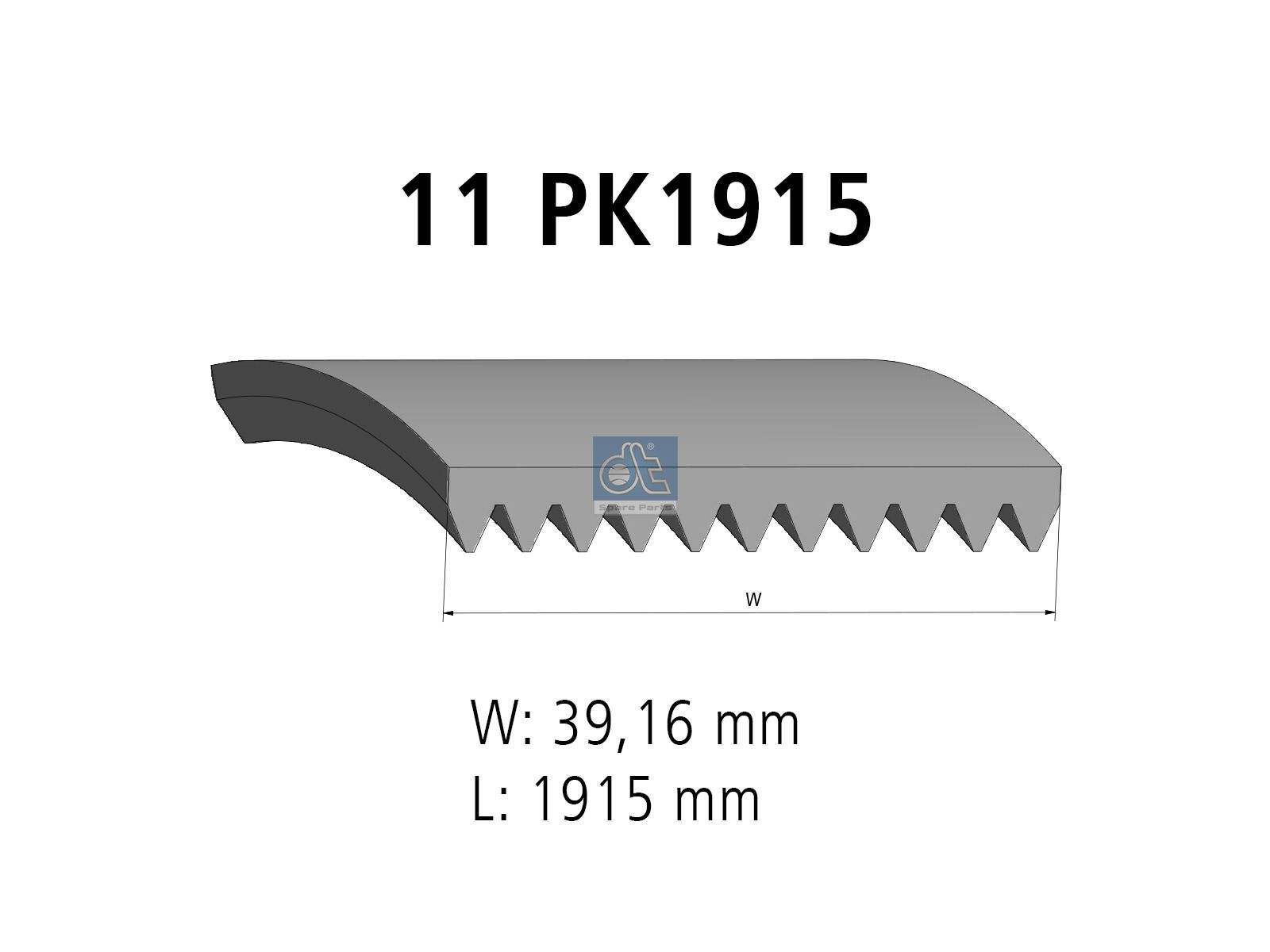 DT Spare Parts 4.80684 Multiribbed belt, 11 PK, L: 1915 mm, W: 39.2 mm, 11PK1915