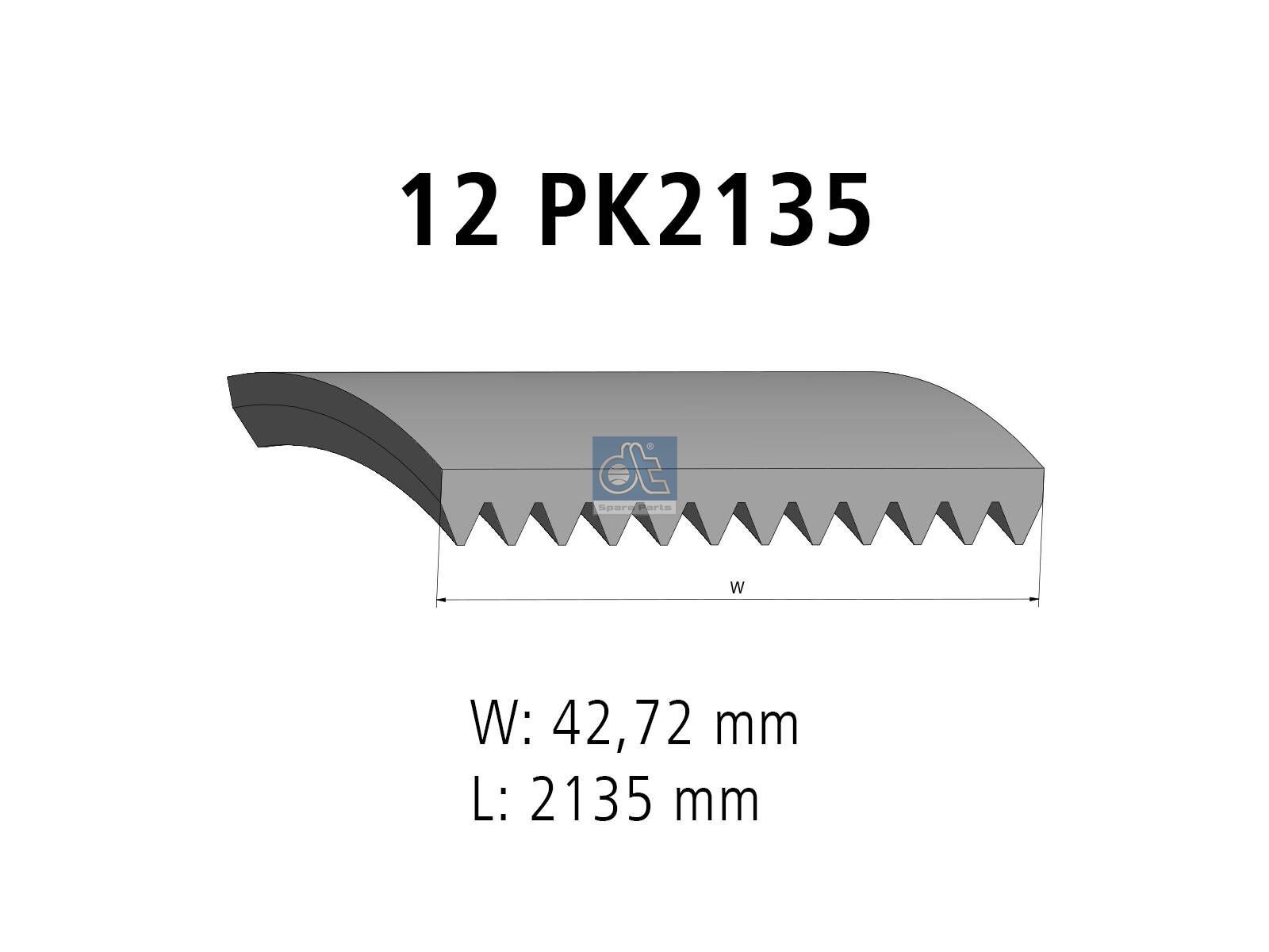 DT Spare Parts 4.80711 Multiribbed belt, 12 PK, L: 2135 mm, W: 42.7 mm, 12PK2135