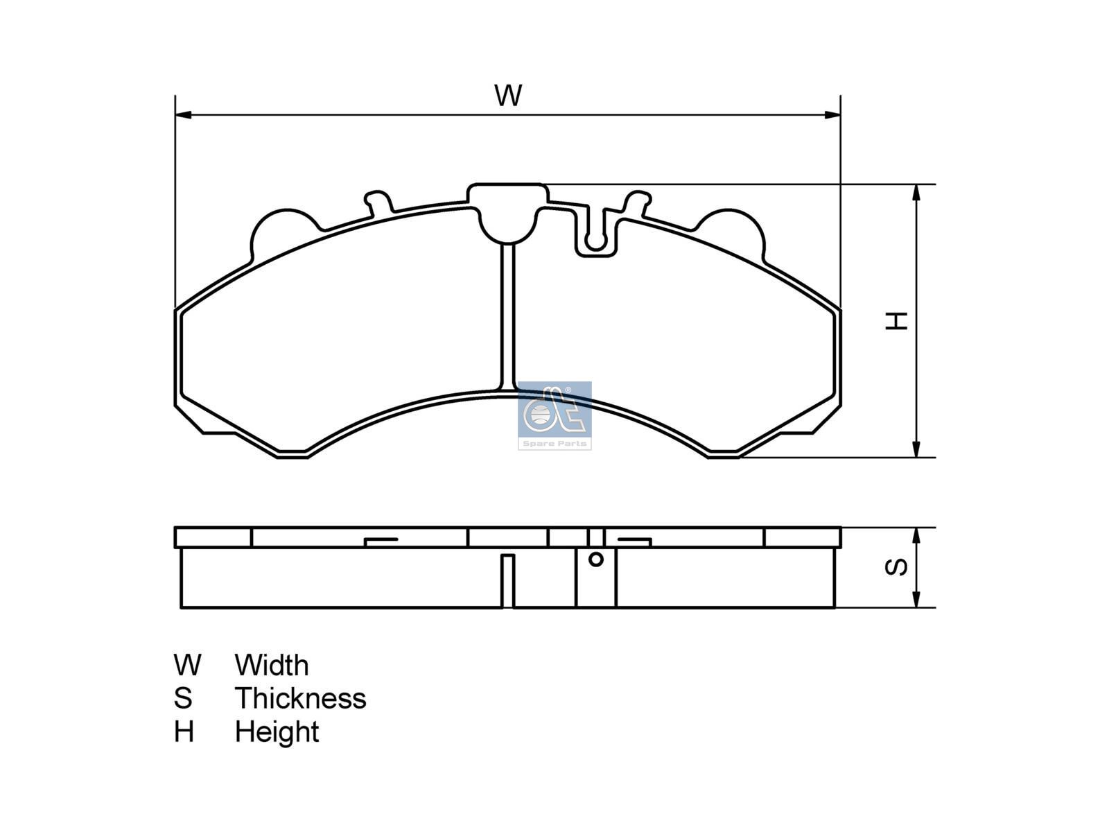 DT Spare Parts 1.35033 Disc brake pad kit, W: 247.5 mm, S: 30 mm, H: 109.5 mm