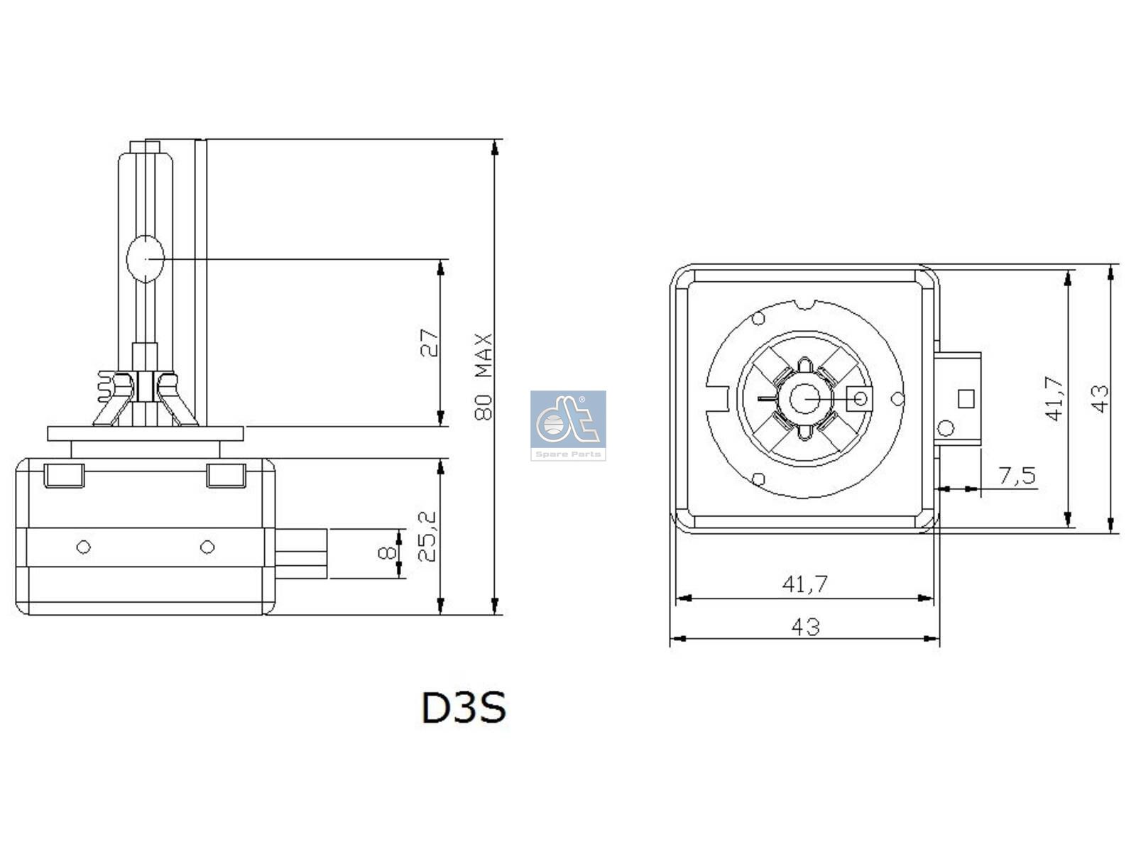 DT Spare Parts 4.66604 Xenon bulb, 42 V, 35 W