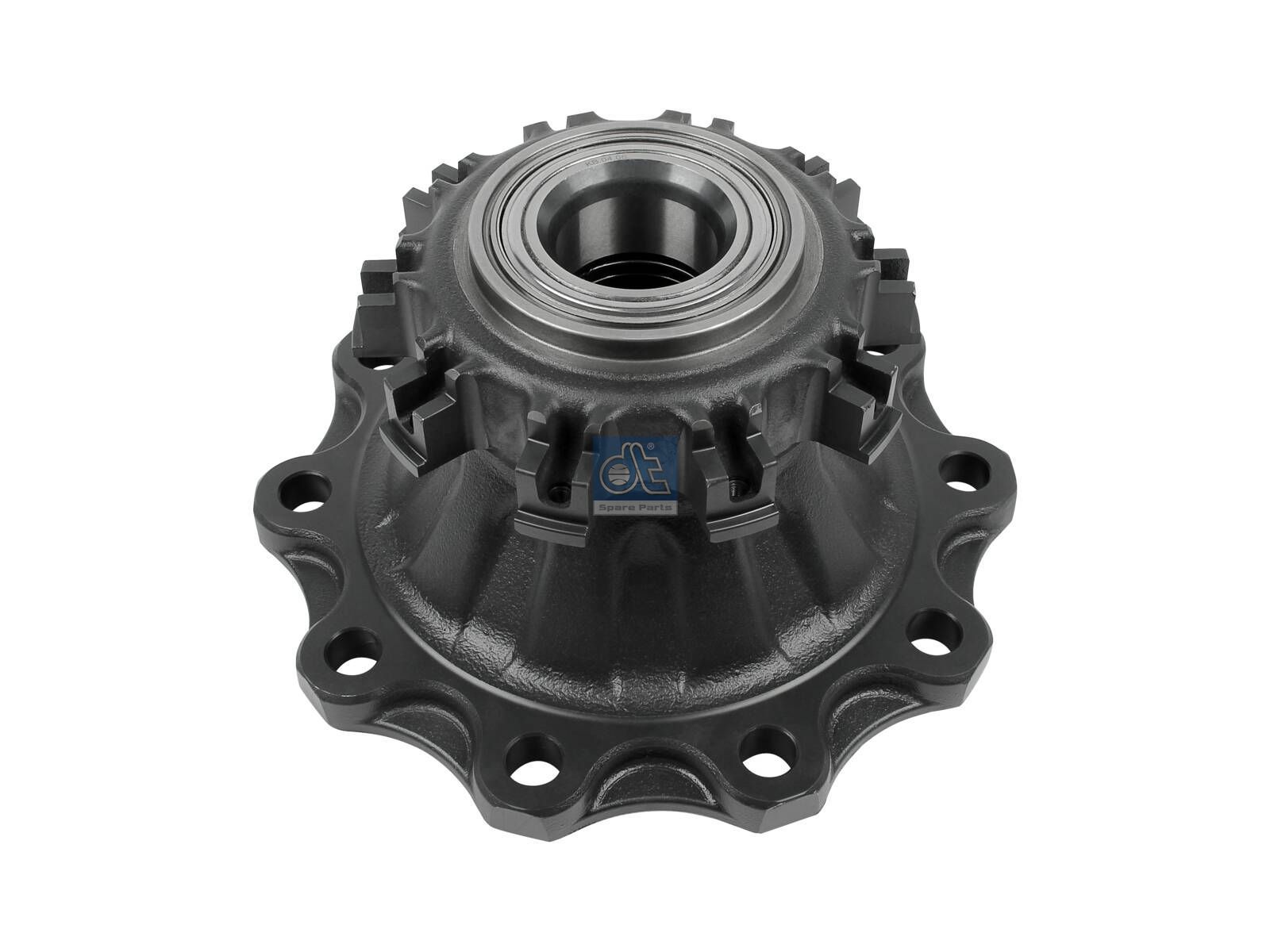 DT Spare Parts 5.20172 Wheel hub, with bearing, d1: 125 mm, d2: 125 mm, D: 383 mm, 10 bores, b: 25 mm, H: 140 mm