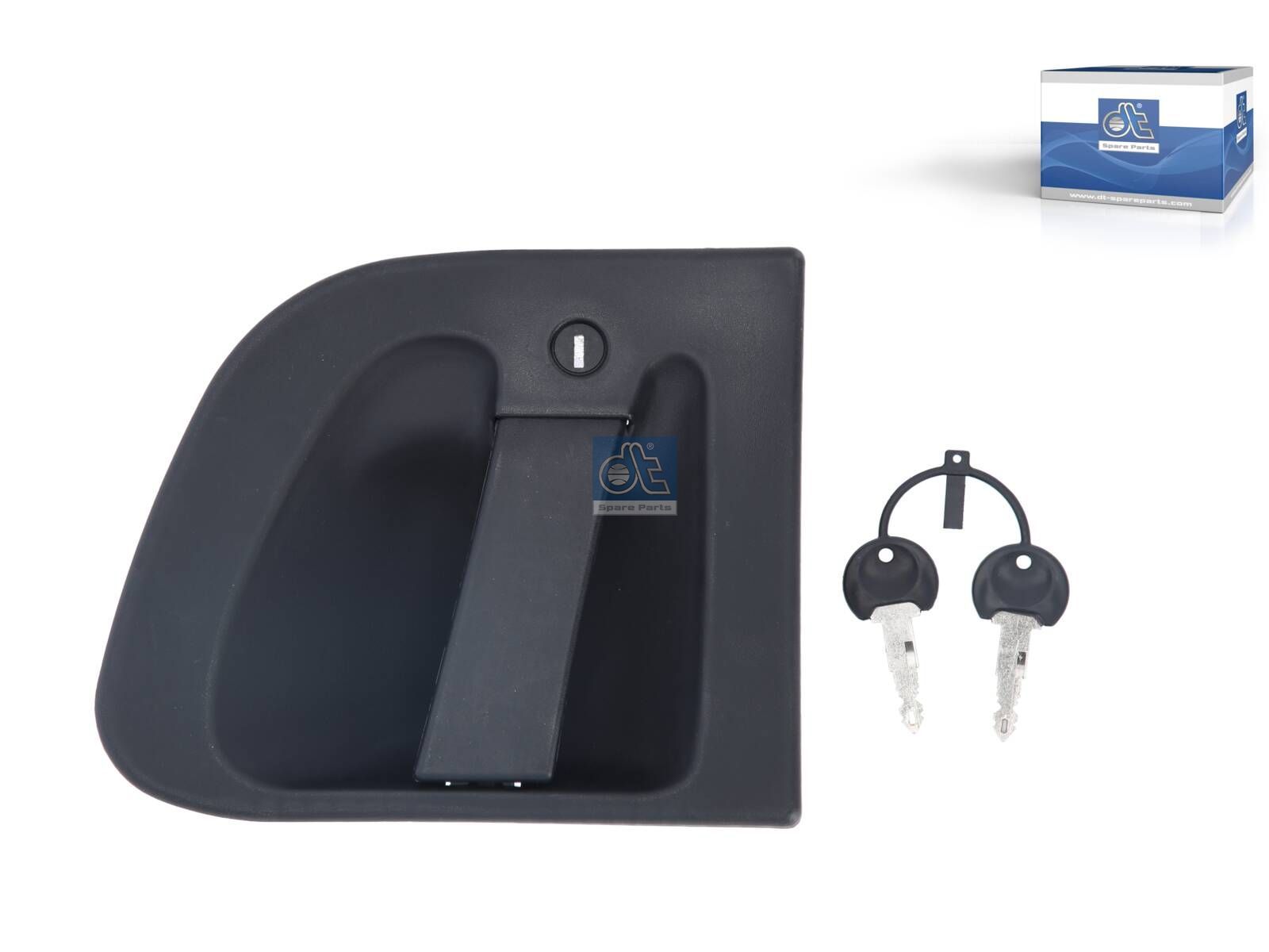 DT Spare Parts 6.72012 Inside door handle, left, complete with lock cylinder