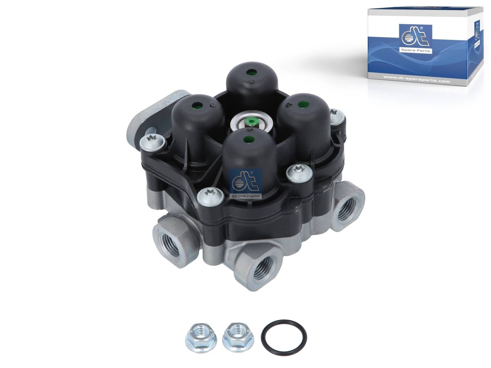 DT Spare Parts 7.16185 4-circuit-protection valve, M16 x 1,5, M22 x 1,5, max. 20 bar, Po21: 7.5 bar, Po22: 7.5 bar, Po23: 8 bar, Po24: 8 bar, Pc21: 6.5 bar, Pc22: 6.5 bar, Pc23: 7 bar, Pc24: 7 bar