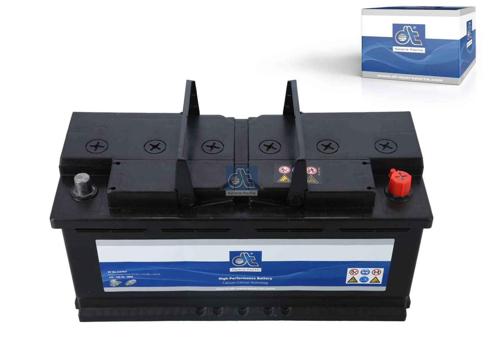 DT Spare Parts 9.67428 Starter battery, 12 V, 800 A, 110 Ah, L: 391 mm, W: 175 mm, H: 190 mm