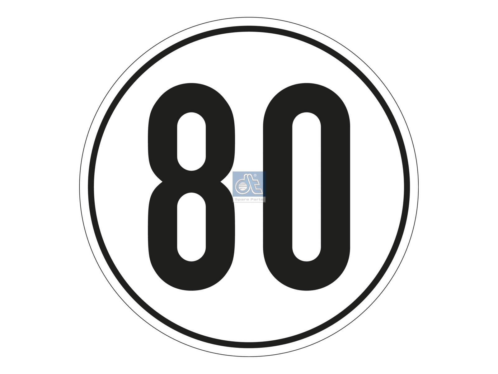 DT Spare Parts 9.69436 Speed sign, self-adhesive, D: 200 mm, 80 km/h