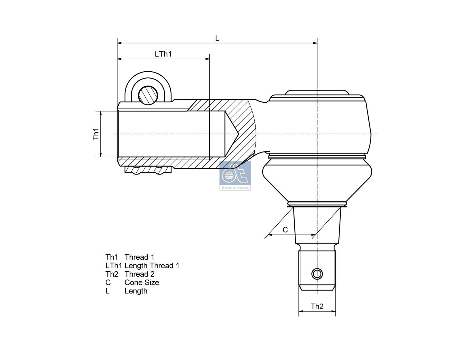 DT Spare Parts 6.47097 Ball joint, right hand thread, M10 x 1,5, LTh1: 20 mm, L: 35 mm