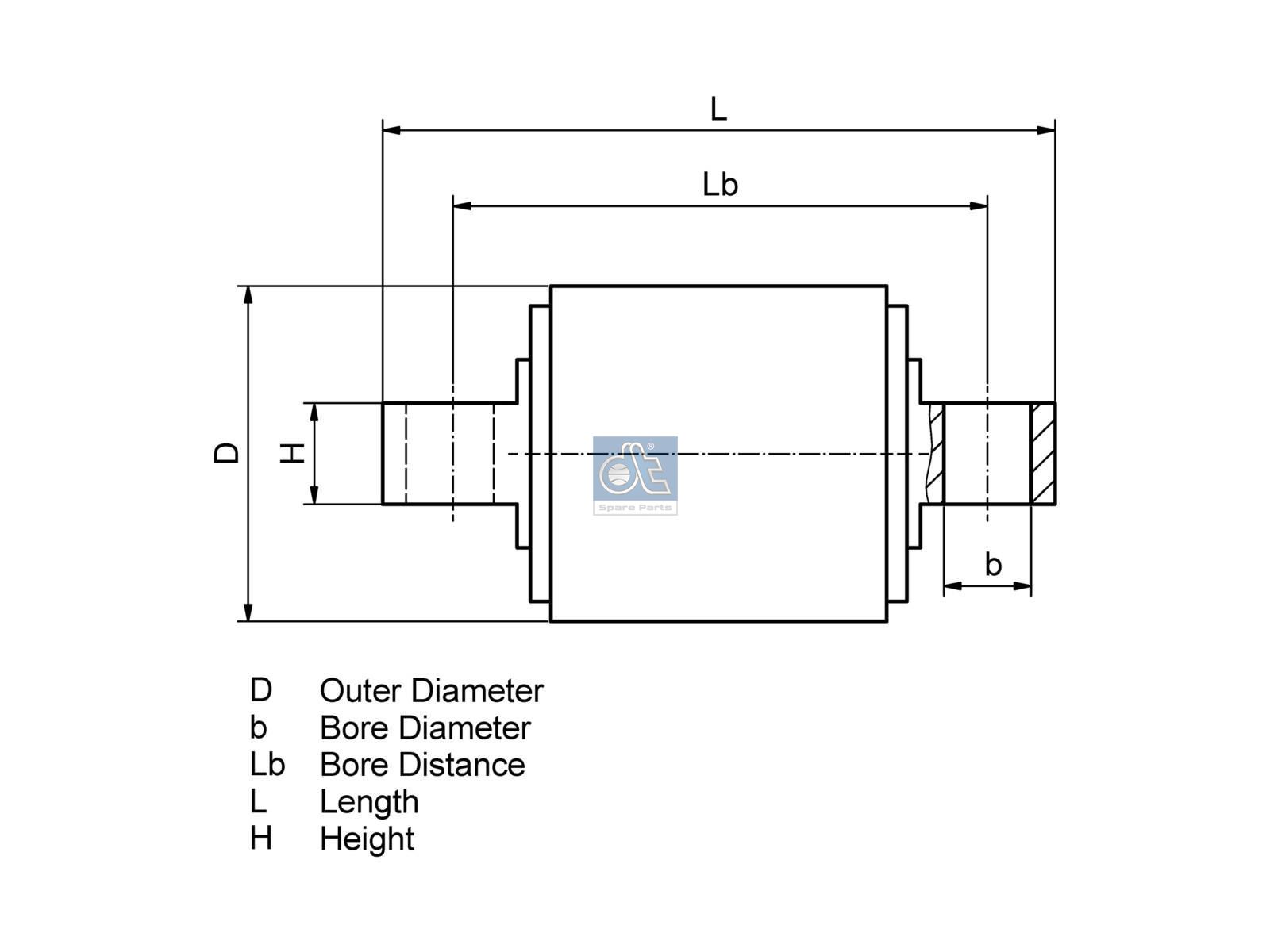 DT Spare Parts 4.90819 Repair kit, v-stay, D: 67 mm, b: 23 mm, Lb: 130 mm, L: 165 mm, H: 24 mm