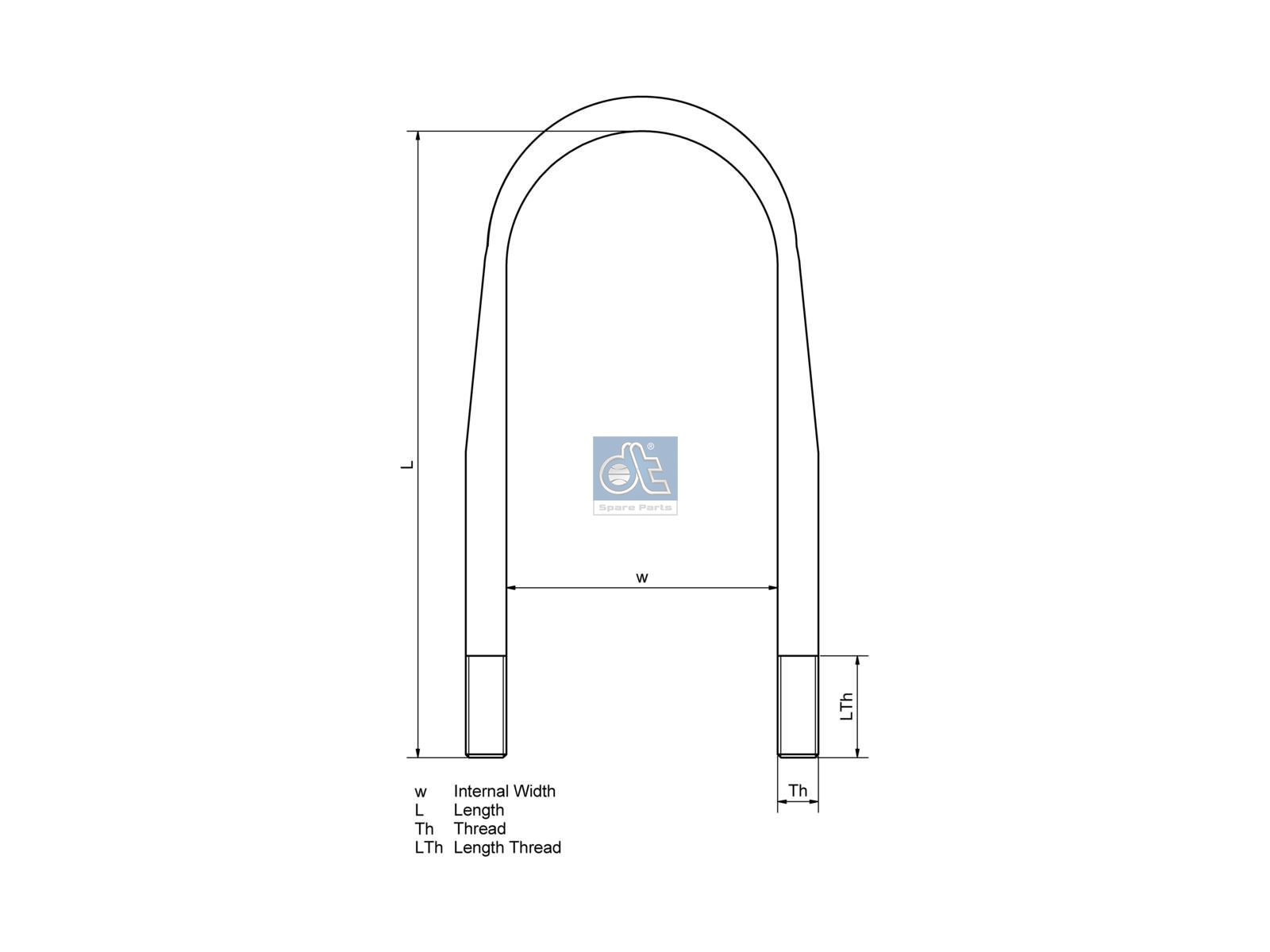 DT Spare Parts 6.11104 U-bolt, M22 x 1,5, LTh: 70 mm, L: 410 mm, w: 80 mm